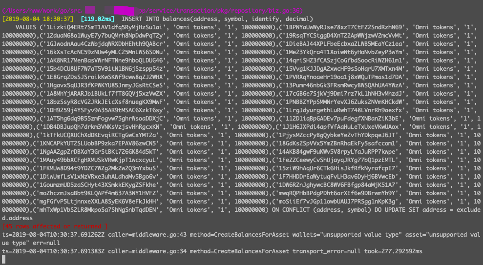 bulk insert in Golang